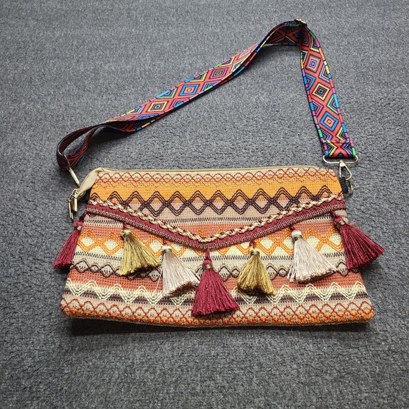 Unbranded Handbags - Unbranded Crossbody‎ Bag Womens Medium Orange Excellent Boho Tassel Woven Bag